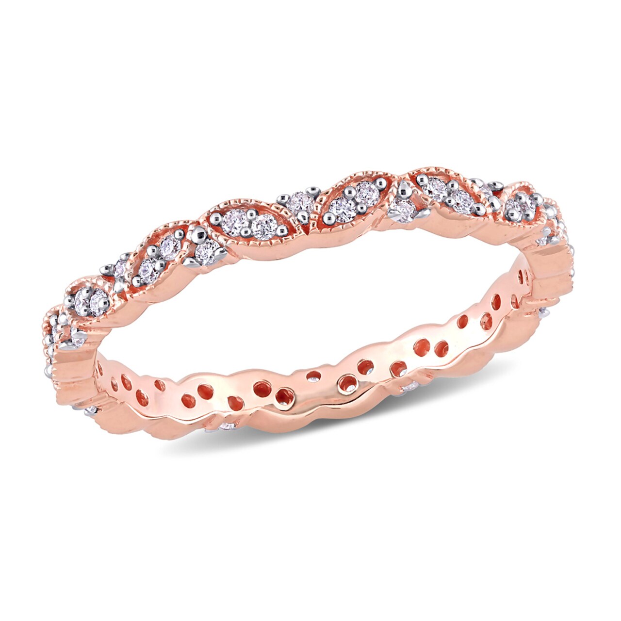 Gem And Harmony 1/4 Carat (ctw) Diamond Eternity Wedding Band Ring in 14k Rose Pink Gold